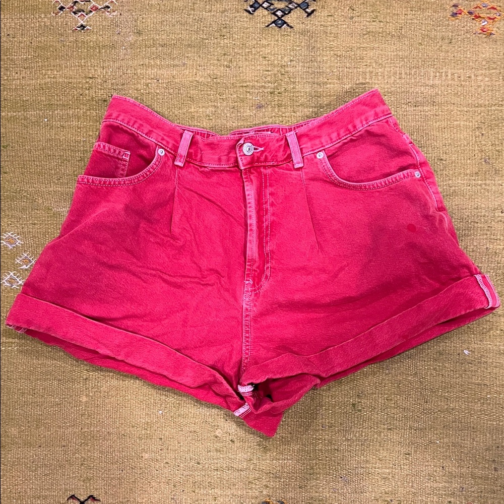 Free People Danni Shorts in Hot Rod Red, denim shorts